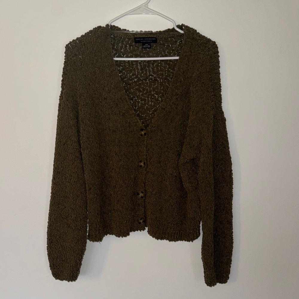 Olive Knit Cardigan Sweater - Social Standard by Sanctuary women’s size medium